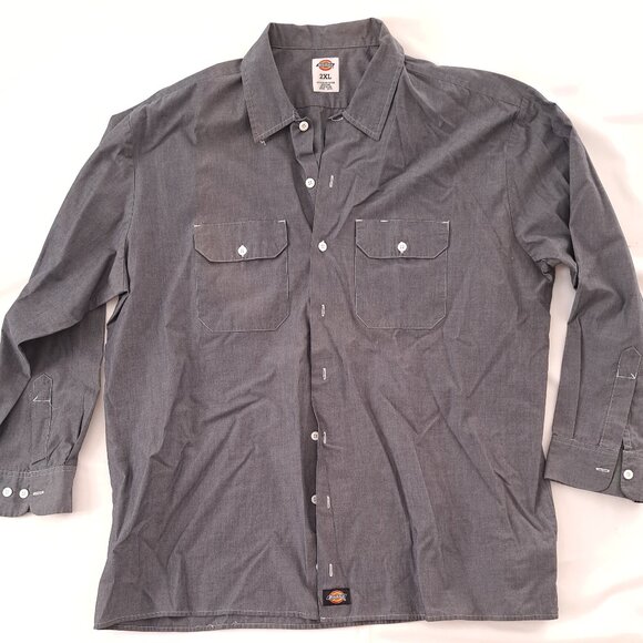 Dickies Work Shirt Mens Size 2XL Long Sleeve Button Up Charcoal Color - Picture 1 of 10
